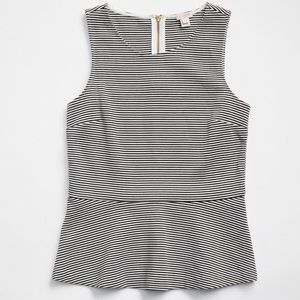 J. Crew Factory black & white striped sleeveless peplum top Size Small